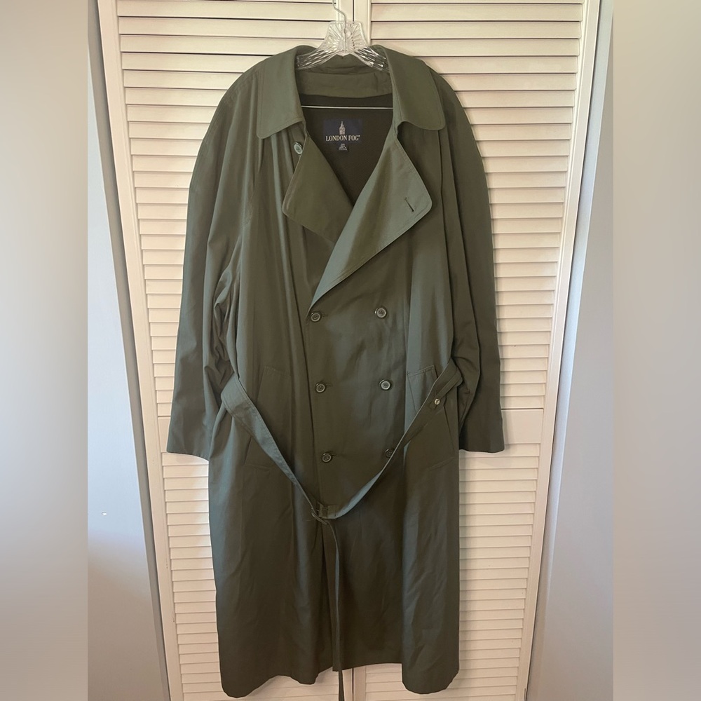 London Fog Olive Green Double-Breasted Trench Coat - Picture 3 of 14